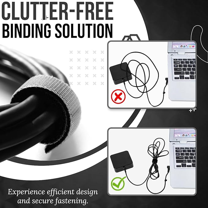 TNP Hook and Loop Tape Strap Cable Ties Fastener (Black) (15 Feet) - Sticky Self Adhesive Nylon Fabric Roll Wrap 0.75" Wide 5 Yards Reusable for Cutting Custom Length Cord Wire Fastening