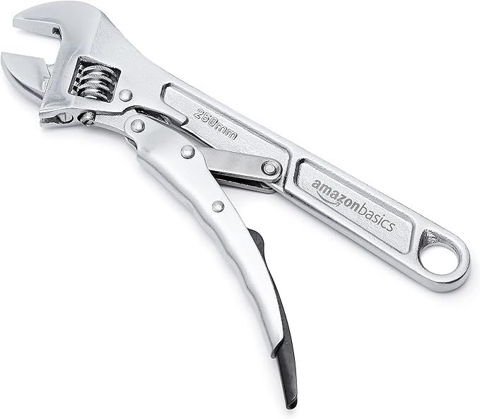 Amazon Basics Locking Adjustable Wrench, 10 inch x 2.7 inch x 0.75 inch