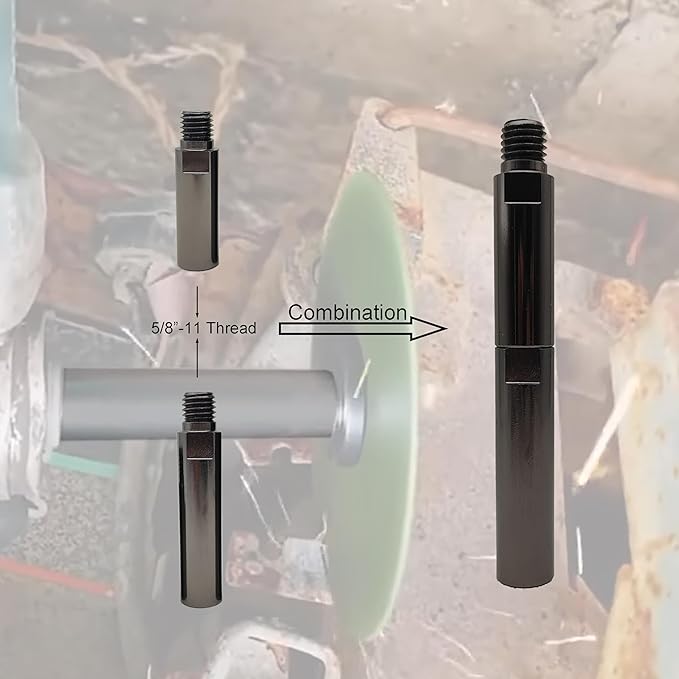 5/8"-11 Glossy Black Angle Grinder Extension Shaft Connecting Rod with Grinder Adjustable Spanner Wrench Flange Nut kit Car Polisher Airway Buff Extender Rotary Extension Kit(Black 3" & 4" & 5.5")
