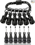 Bit Holder 1/4 inch Hex Shank Screwdriver Bits Holder Extension Bar Keychain Screw Adapter Drill Change Hand-held Screwdrivers Drill Bits Holder Portable (Black)