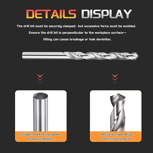 Drill Bit, 5/16" Cutting Diameter, 4241 HSS 118° Cutting Angle Uncoated Bright Versatile Jobber Bits - (Applications: for Drilling Plastic Wood Soft Metal), 6-Pieces