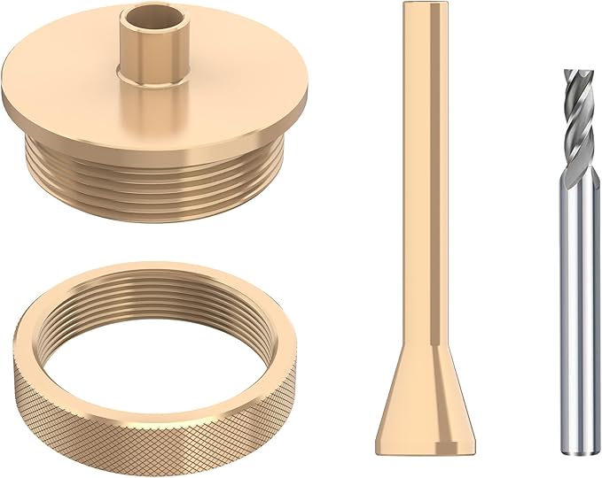 1/4"(6.35mm) Solid Brass Routing Guide Bushing for Router Templates, Alignment Pin, HSS End Mill Bit 15/64"(6mm) Shank, Perfect for 1/4" Mill Routing Bushing Template Use