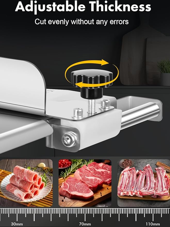 EQUCKKY 2200W Electric Meat Saw Bandsaw, Commercial Bone Saw, Stainless Steel Meat Cutter Machine, Adjustable Thickness 0.04-7.8", Meat Cutting Machine for Butcher Shop & Home