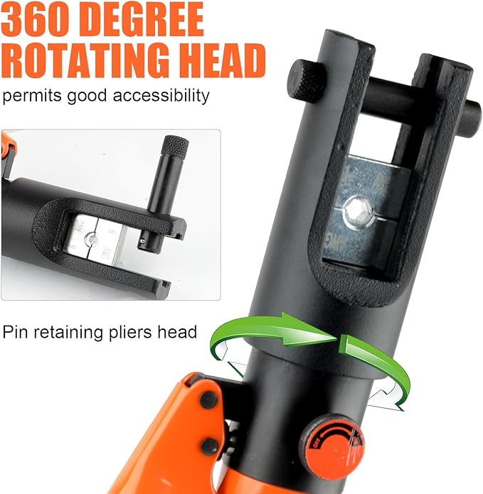 HZLZRZ Hydraulic Crimping Tool and Wire Crimping Tool, 16 Tons and Range 4AWG-600MCM, 11Pairs of Dies for Terminal Kit, Battery Terminal Crimper, Yellow Hydraulic Press (YQ/300A)
