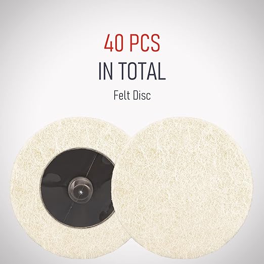 40 Pcs 2 Inch Wool Disc, Premium Compress Wool, Cleaning & Polishing, on Metal Polishing, 1 Pc Holder Include
