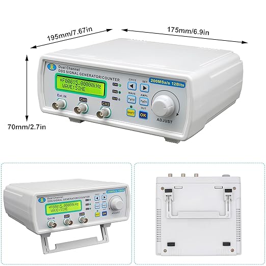 Koolertron DDS Signal Generator Counter, 2" Screen Display 25MHz High Precision Dual-Channel Arbitray Waveform Generator Frequency Meter 200MSa/s