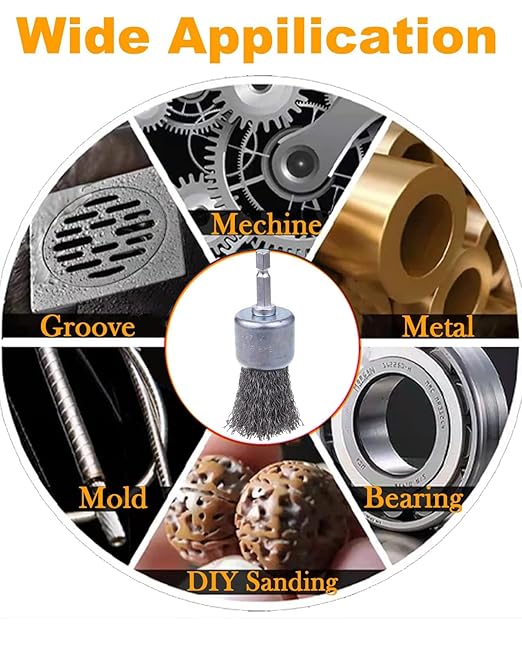 Rocaris 30 Pack Carbon Steel Wire Wheel Brush with 1/4-Inch Hex Shank, Pen Brush, for Rust Removal, Corrosion and Scrub Surfaces, 3 Sizes