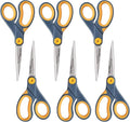 Westcott ‎17597 8-Inch Non-Stick Titanium Scissors For Office and Home, Blue/Gray, 6 Pack