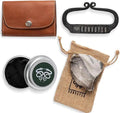 Carbon Steel Fire Striker, English Flint Stone & Char Cloth Traditional Hand Forged Fire Starter, Leather Gift Kit with Emergency Tinder Jute Bag
