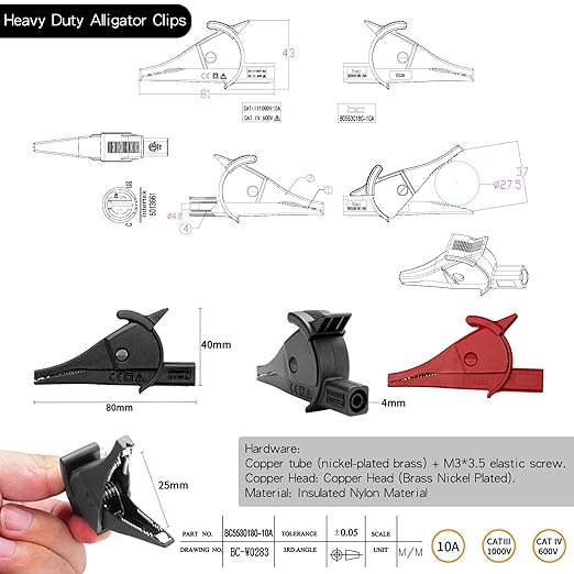 Multimeter Test Leads, Meter Needle Test Probe Adapter Set, Aligator Clips Electronic Test Lead kit Accessories(10 PCS)