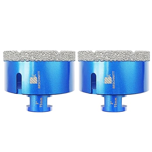 3 Inch Diamond Core Drill Bit for Porcelain Tile Ceramic Marble Granite Drilling,BRSCHNITT 2pcs Vacuum Brazed Diamond Hole Saw with 5/8-11 Thread (75mm 2pcs)