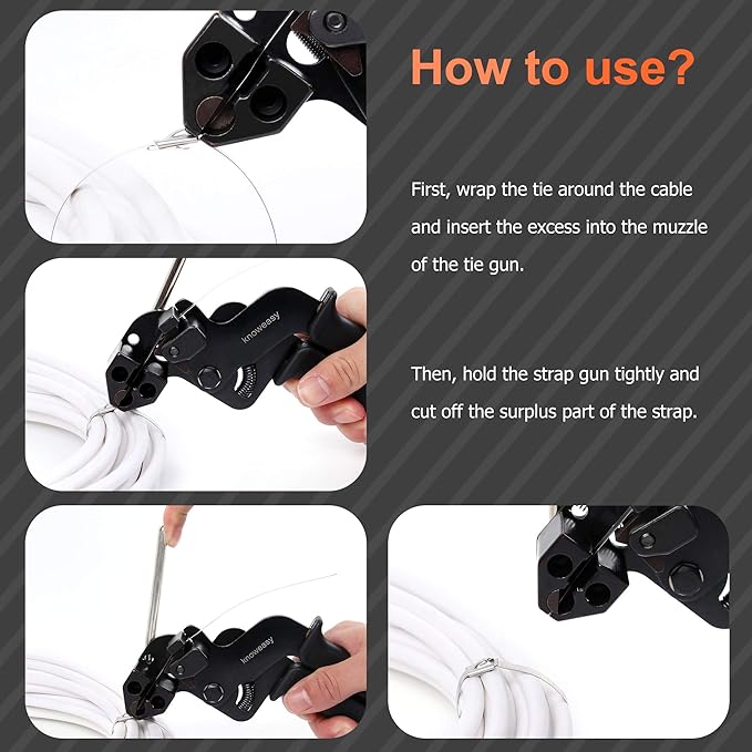 Knoweasy Stainless Steel Cable Tie Gun, Cable Tie Tool and Zip Tie Tool Ideal for Home, Office, and Industrial Use