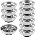 FUNSUEI 10 Packs 3 Inches Magnetic Tray, Stainless Steel Magnetic Bowl, Round Magnetic Parts Tray for Pins, Screws, Bolts, Nuts, Small Parts