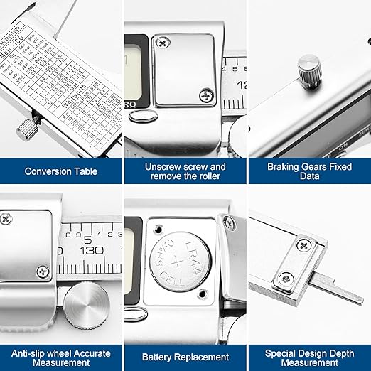 Digital Caliper Measuring Tool, 6 Inch Stainless Steel Vernier Caliper Digital Micrometer with Large LCD Screen, Auto-Off Feature, Easy Switch from Inch to Millimeter