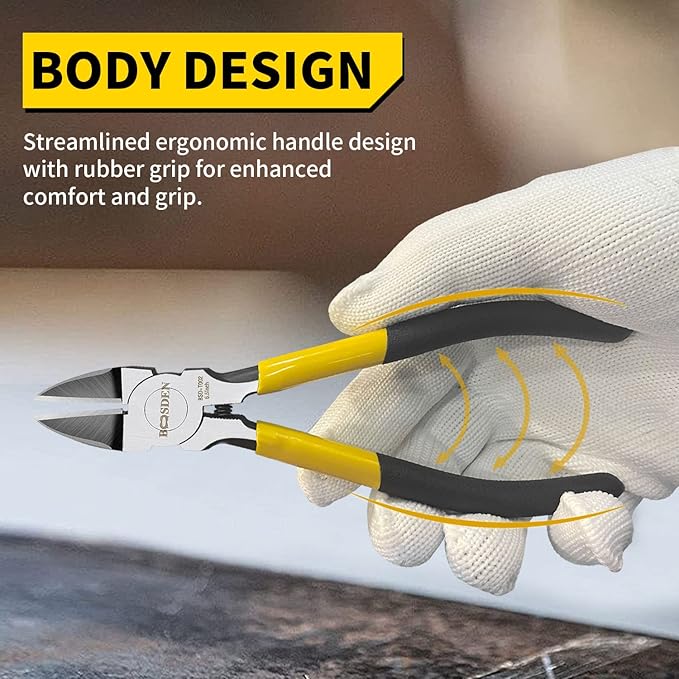 Wire Cutters 5 Pack, 6 inch Flush Cutters, BOOSDEN Spring Loaded Cutting Pliers,Precision Side Cutters,Sharp Diagonal Cutters,Small Wire Snips for Crafting