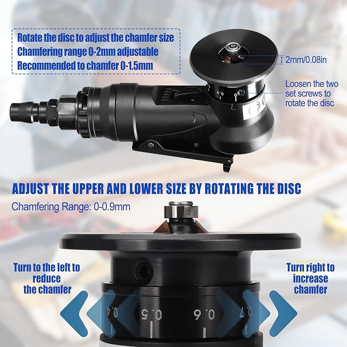 Pneumatic Chamfering Tool, Mini Chamfering Deburring Tool For Metal Beveling Machine Pneumatic Edge Beveler for Metal Trimming, Arc Corner Deburring Linear Beveling Trimming (Black)