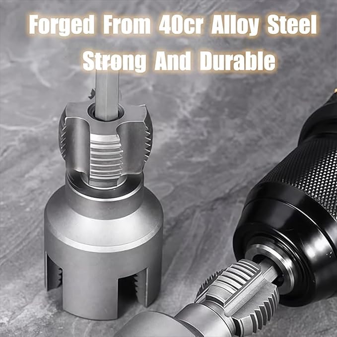 Integrated Internal & External Pipe Threading Tool, Pipe Thread Cutting Tool, Electric Drill Compatible 2 In 1 PVC Pipe Threader Kit, 1/2" 3/4" PVC Thread Maker Tool for Water Pipes (2 Pcs 3/4’’)