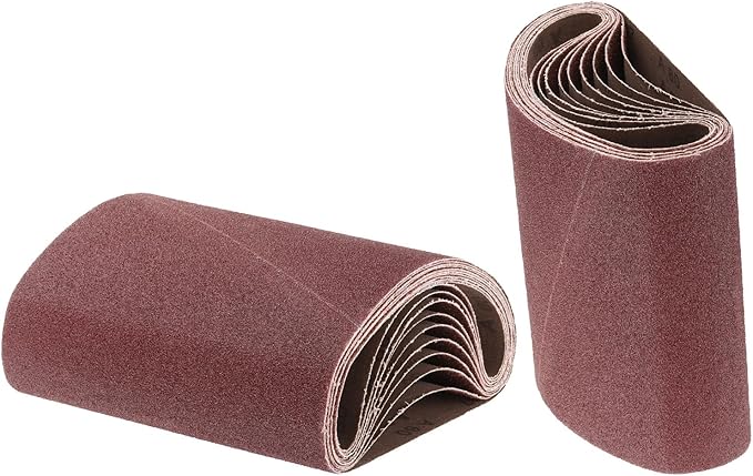 uxcell 10pcs 8" x 19" Sanding Belts 60 Grits Aluminum Oxide Abrasive Belt Sander Paper Sanding Papers for Metal Wood Grinding Polishing, Reddish Brown