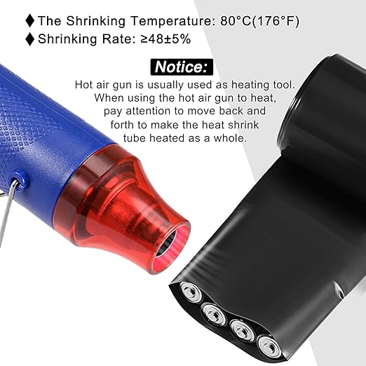 MECCANIXITY Battery Wrap PVC Heat Shrink Tubing 26mm Dia 43mm Flat 33 Feet(10meters) Black Good Insulation for Battery Pack