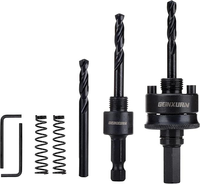 Quick Change Hole Saw Mandrel, 7/16-Inch and 3/8 Inch Hole Saw Arbor with 3Pcs Central Drill/2PCS Hex wrench/2Pcs Spring