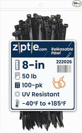 ZipTie.com 8-Inch Black Releasable Pawl Zip Ties - 50-lb Tensile Strength Cord Management - UL Listed Reusable Cable Ties - UL 21 Listed, UV Resistant, Indoor & Outdoor Multi-Purpose (100-Pack)