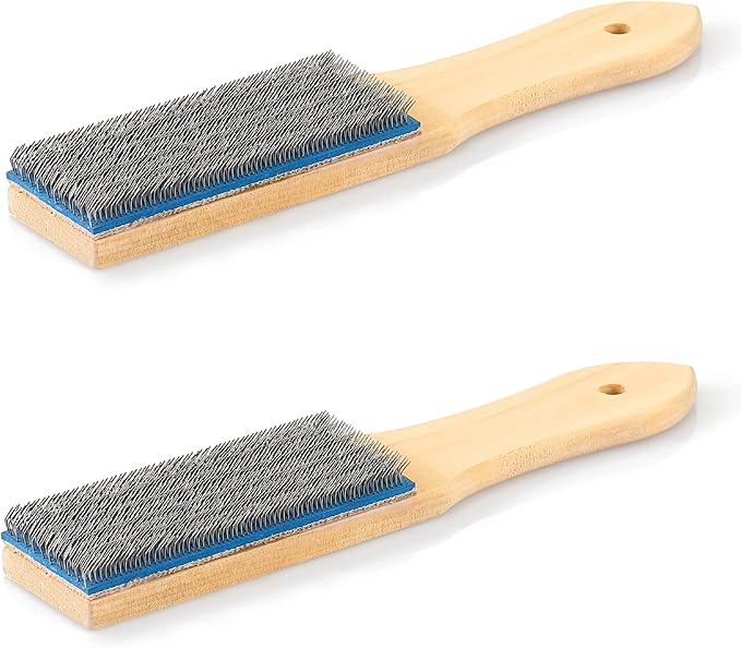 Chumia 2 Pcs Steel File Card Brush 8'' Abrasive Hand File Cleaner Carded for Removing Chip Metal Bits