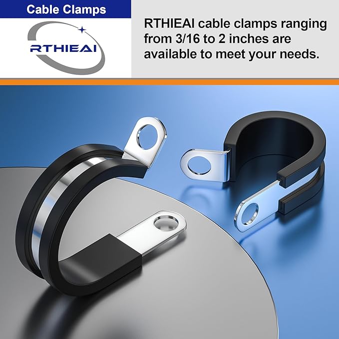 50 PCS 1-3/4 Inch Stainless Steel Cable Clamps - Insulated, Hose, Pipe, Wire Clamps
