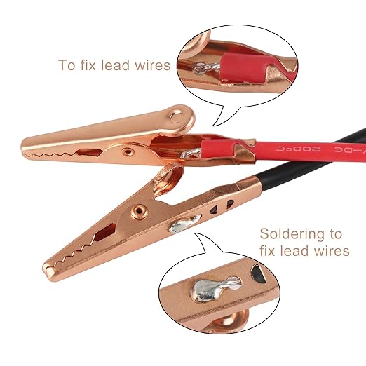DROK Jumper Wires with Alligator Clips Electrical - 6pcs 45mm Large Pure Copper 19.6 inches/50cm Test Leads with Alligator Clips for Multimeter Electrical Testing