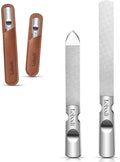 Stainless Steel Nail File with Anti-Slip Handle and Leather Case, Double Sided and Files Nails Easily for Men and Woman,Great for Home Salon or Travel Use (2 PCS Metal)