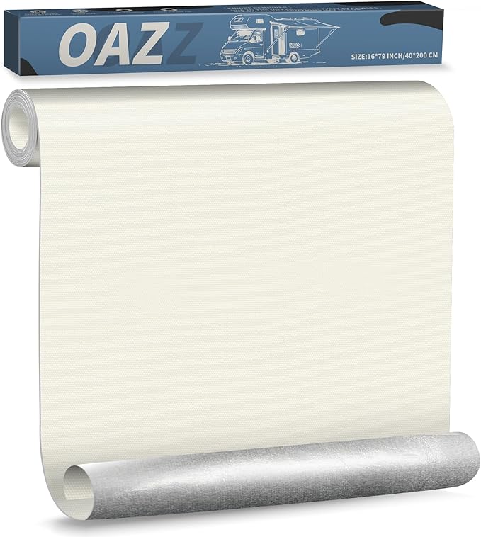 OAZ 16 x 79 inch Canvas Repair Patches Canvas Fabric Patch Self-Adhesive Canvas Repair Tape Waterproof Outdoor Gear Repair Patch Kit for Boat Cover Awning Sofa Chair Couch Tent Bag (Ivory White)
