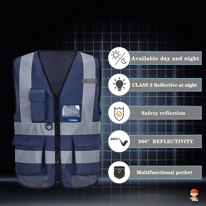 A-SAFETY navy blue high visible vest