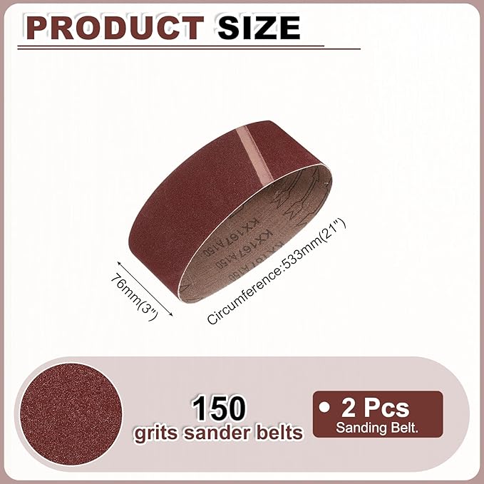 HARFINGTON 3 x 21 Inch Sanding Belts, 10 Pcs 150 Grits Aluminum Oxide Abrasive Belt Sander File Belt for Woodworking, Metal Polishing, Knife Sharpener