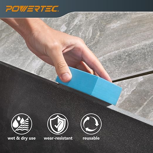POWERTEC Diamond Hand Polishing Pads 200 Grits 2Pack, Diamond Sanding Block for Polishing and Grinding Porcelain, Ceramic Tile, Glass, Granite, Stone, Wood & Metal (71906-P2)