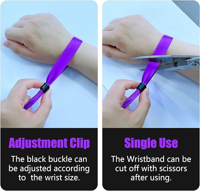 100 Pcs Cloth Event Wristband, Disposable Wristbands for Events, Colored Wristbands Events,for Lightweight Concert,Club Entrance Wrist Strap Party Wristband Event (Color : Purple1)
