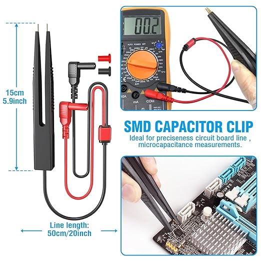 Multimeter Test Leads Set,21PCS Digital Electrical Test Probes Set with Alligator Clips,SMD IC Test Hook Clip,Test Tweezer,Spade Plug,Replaceable Precision Sharp Probes for Multimeter Testing