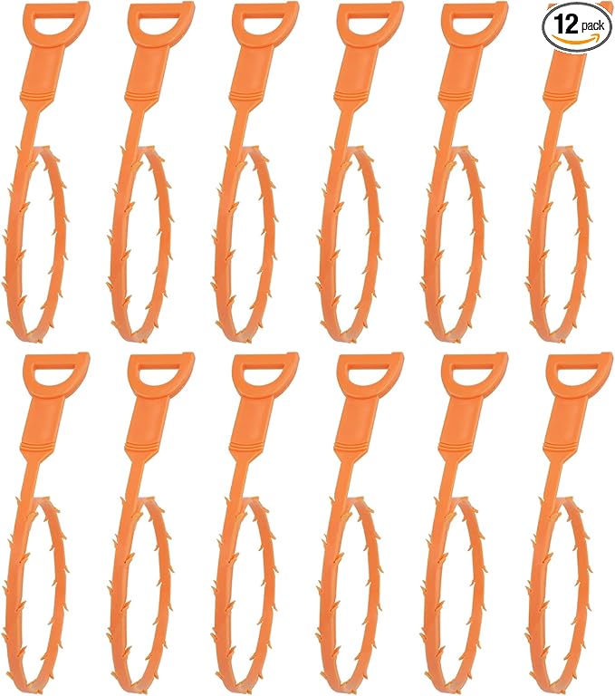 Amazon Basics Flexible Drain Clog Remover Snake Tool, Effective for Hair and Debris Cleaning, 19.6-Inch, 12 Pack