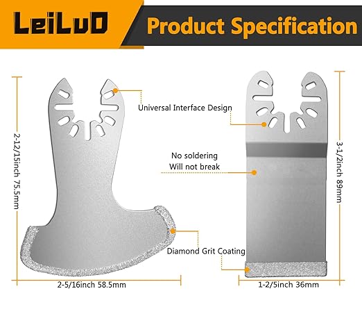 LEILUO 6Pcs Diamond Oscillating Multi Tool Blades Kit for Grout Removal Fit DeWalt Milwaukee Makita Ryobi and More