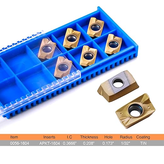 6PCS APKT1604 Tin Coated Carbide Inserts - Indexable Milling Inserts for Machinist Tools, CNC Laser Cutter, Milling Machine Accessories