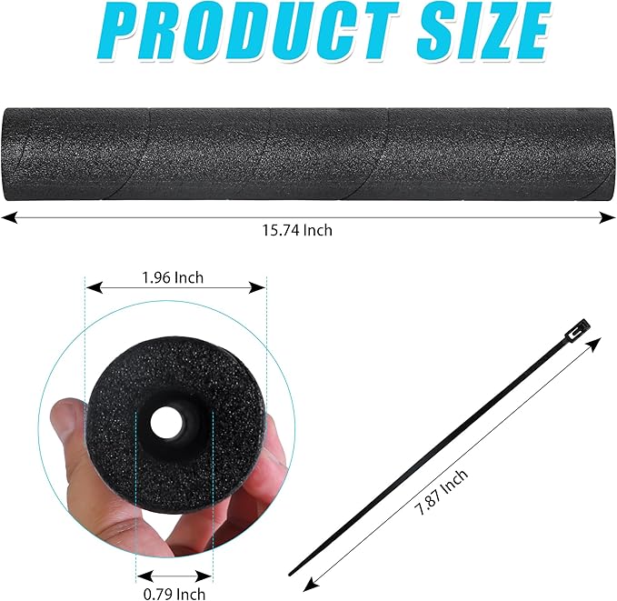 4 Pack Pipe Insulation Foam Tube, 15.74 Inch Black Pool Noodles Foam Snake Pipe Wrap Protection Multi-Purpose Soft Foams Tubing for Winter Water Pipes and Outdoor Indoor Swimming Pool Handle