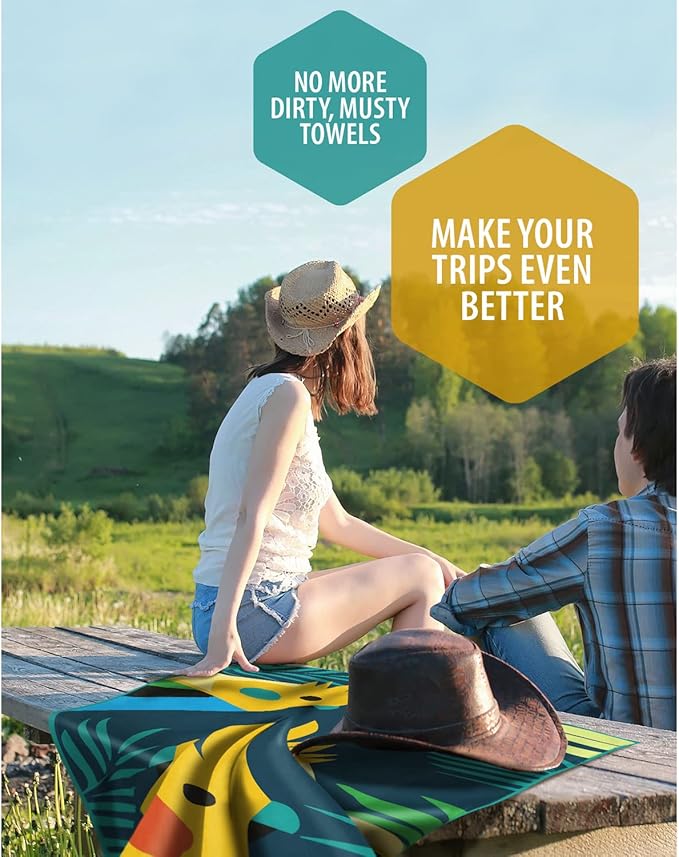 VENTURE 4TH Microfiber Beach Towel: Quick-Dry, Compact, Sand-Free, Absorbent, Sandproof and Lightweight - Perfect for Camping, Beach, and Roadtrips (Turquoise Flamingo Design | 35x78 inches)