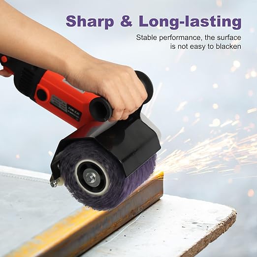 Rocaris 3PCS 36 Grit Abrasive Drawing Wheel Drum, 4.5"×4" Wire Drawing Polishing Burnishing Wheels, Buffing Wheels for Wood Metal Surface Polishing, Purple