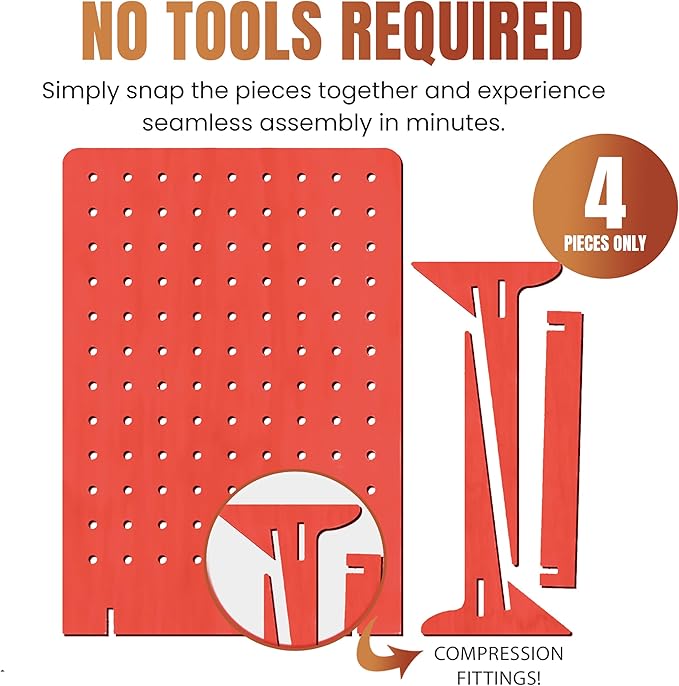 Torched Pegboard Display Stand for Jewelry, Craft Shows, Selling, Vendor Events, Tools, Peg Board Accessories Rack Organizer, Large 9.75" L x 4.3" W x 14" H, RED