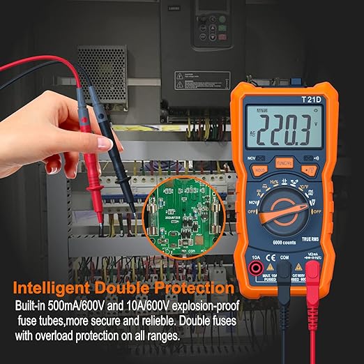 Auto-Ranging Digital Multimeter, TRMS 6000 Counts AC DC Voltmeter Ohm Volt Amp Meter, Electrical Multimeter Tester with NCV, Measure Capacitance Current Resistance Temp Continuity Diode Duty Cycle