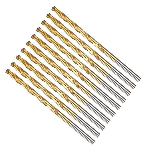 Drill Bit, 11/64" Cutting Diameter, 4341 HSS TiN Coated 135° Cutting Angle Jobber Bits - (Applications: for Drilling Soft Metal Plastic Wood), 10-Pieces