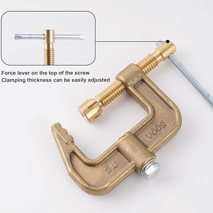 Welding Ground Clamp 500Amp G-style Solid Brass Clamping Range up to 44mm Earth Clamp For TIG/MIG/MMA Tig Welder Machines