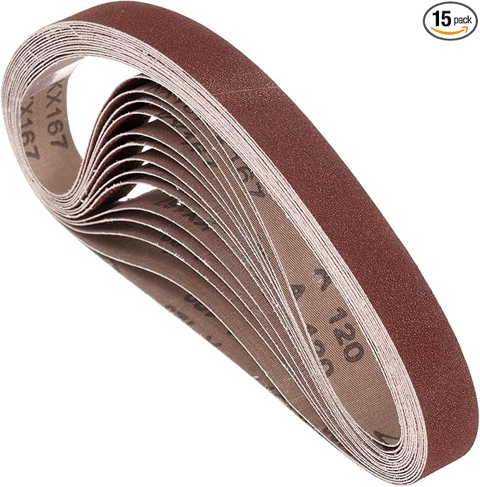 15 Pcs Sanding Belts 1-1/8 x 21 Inch 120 Grit Aluminum Oxide Abrasive Sandpaper for Belt Sander Metal Grinding Wood Working Weld Rust Removal