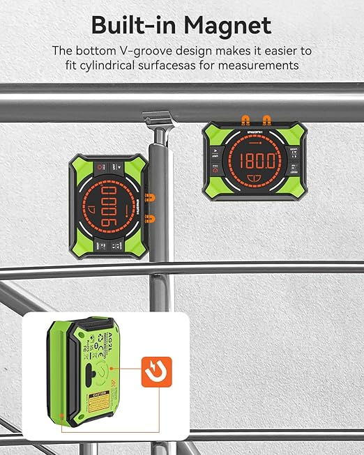 Huepar Digital Angle Gauge with Laser Level, Rechargeable 3-in-1 Digital Angle Finder with Magnetic, Measures 0-90° & 0-180° Range, Digital Electronic Level Accessory for Woodworking Tools