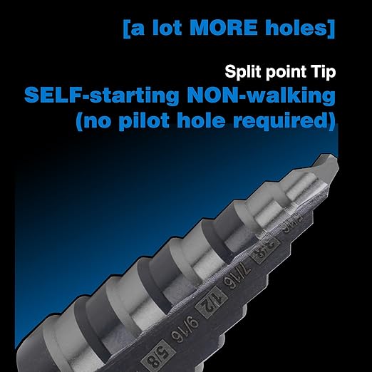 1/4 to 3/4 Inches M2 HSS Step Drill Bit,M2 High Speed Steel Unibit for Cutting Stainless Steel, Metal, Wood & Plastic (3/4")