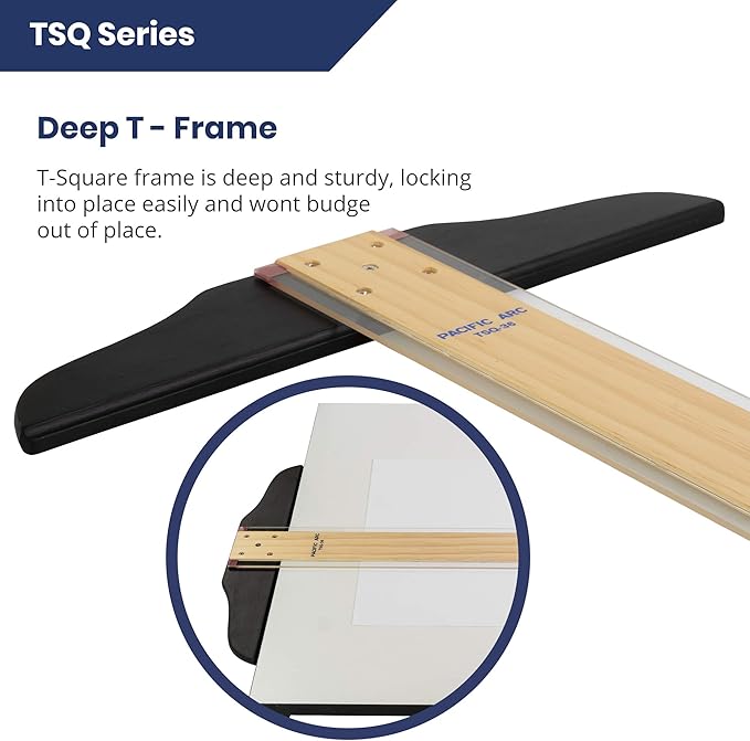 Pacific Arc 36 Inch T Square, Traditional Maple Blade with Acrylic Edge