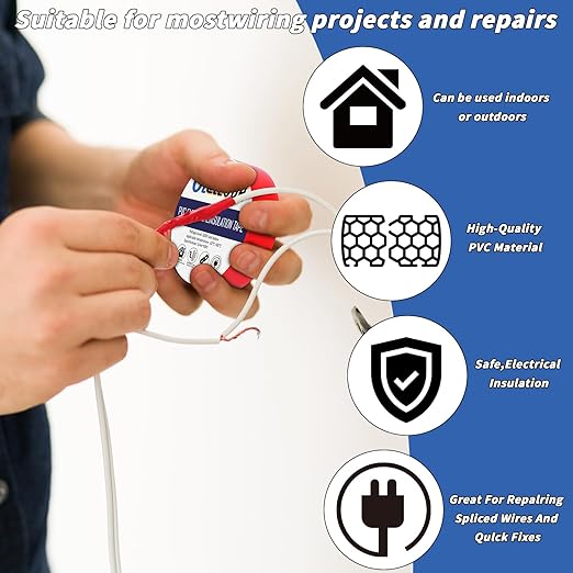 100 Rolls Colored Electrical Tape Bulk 3/4 Inch x 66ft, Waterproof Vinyl Electric Tape High Temp Insulation Tape for Electrical Protection Home Outdoor Electric Insulating Wire Wrapping